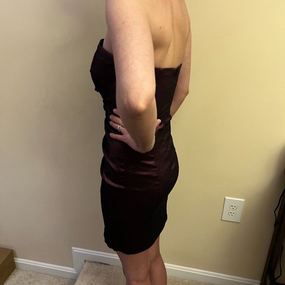 Jessica McClintock Burgundy Strapless Vintage Cocktail Party Dress- Runs Small - Picture 3 of 9